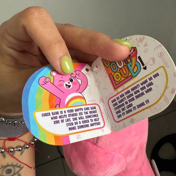 Care Bears Cheer Bear Plush Stuffed Animal Pink Rainbow Belly 2020 Basic Fun - Picture 6 of 6